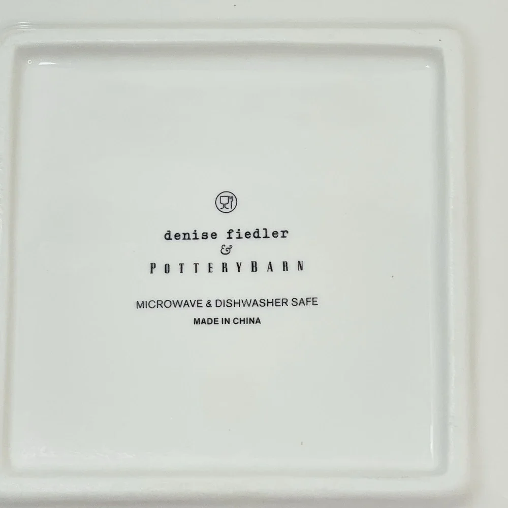 Pottery Barn Denise Fielder Set‎ of 4 Champagne Appetizer Square Plates